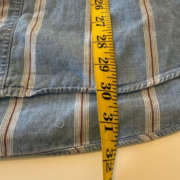 Vtg Ralph Lauren Chaps Lt Denim Blue & Red Striped Button Up Shirt SzXL Slouchy - Picture 10 of 14